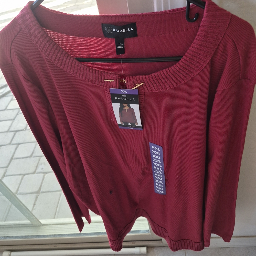 Rafaella Women's Burgundy Crew Neck Sweater